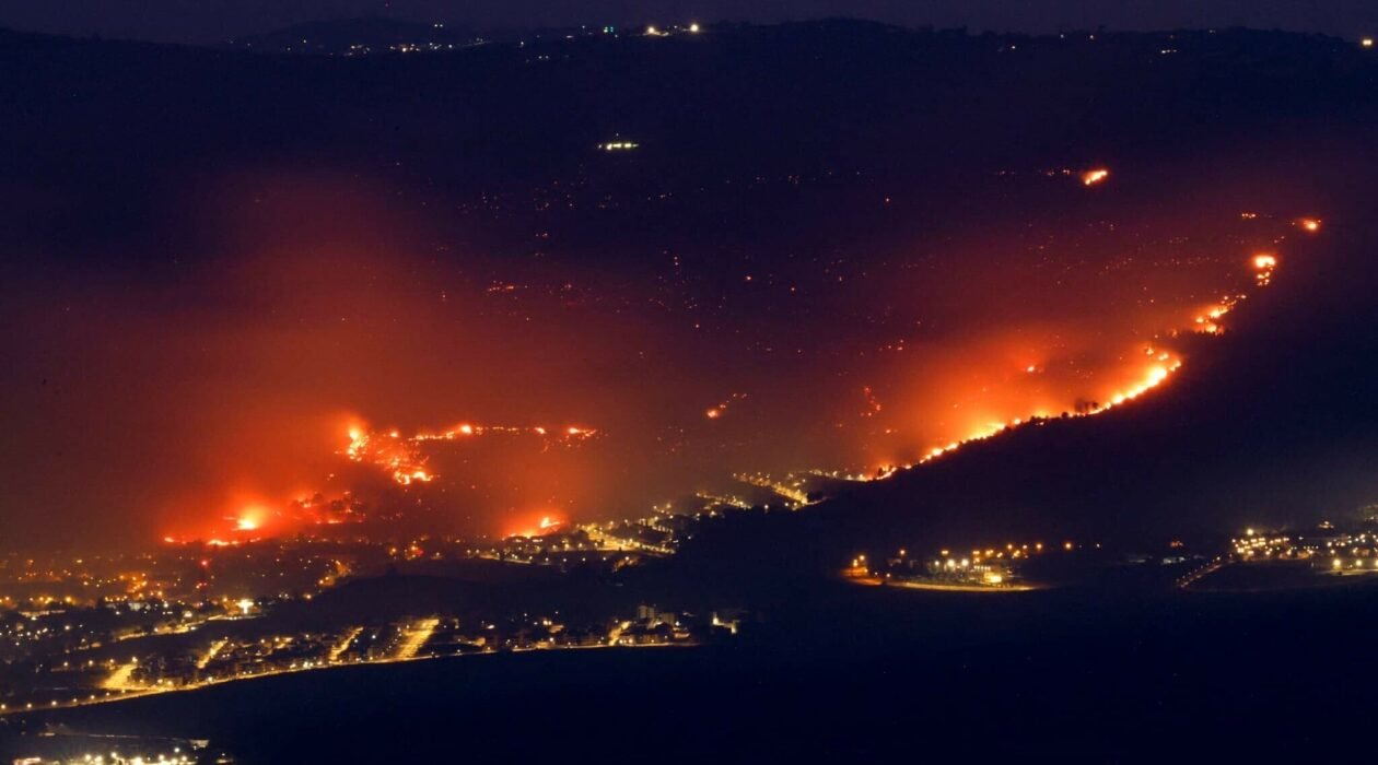 Feux de forêt dans le nord d'Israël suite à des tires de roquettes du Liban